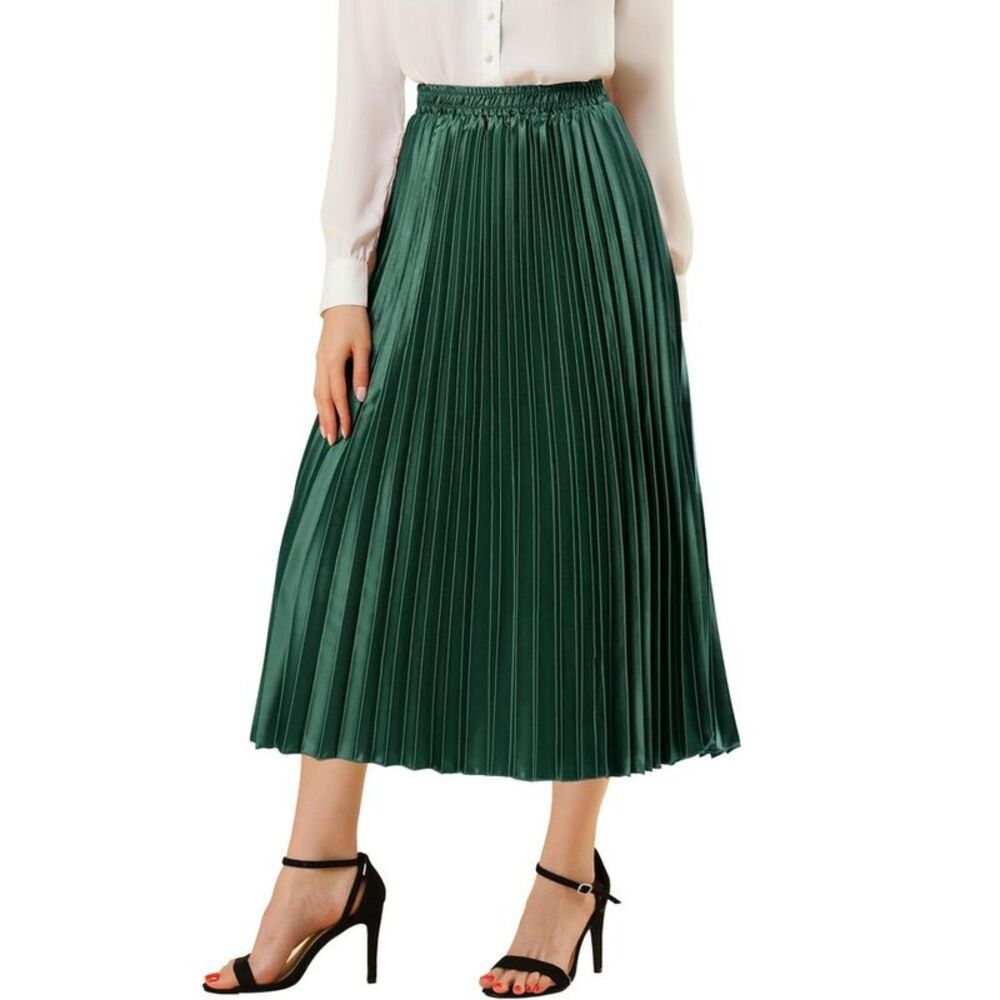 INSPIRE CHIC -  Women's Party Elastic Waist Metallic  Green